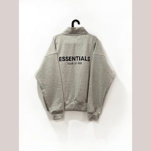 FEAR OF GOD ESSENTIALS Mockneck Half Zip Sweater - Heather Oatmeal (M)
